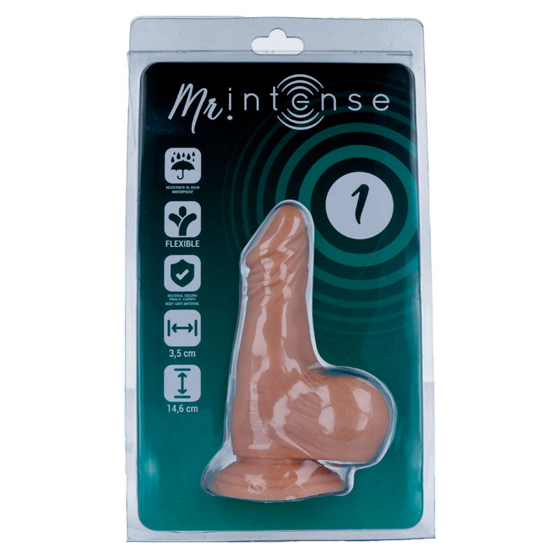 Penis realistico MR. INTENSE, lunghezza 14,6 cm e diametro 3,5 cm, dettaglio realistico e morbido.