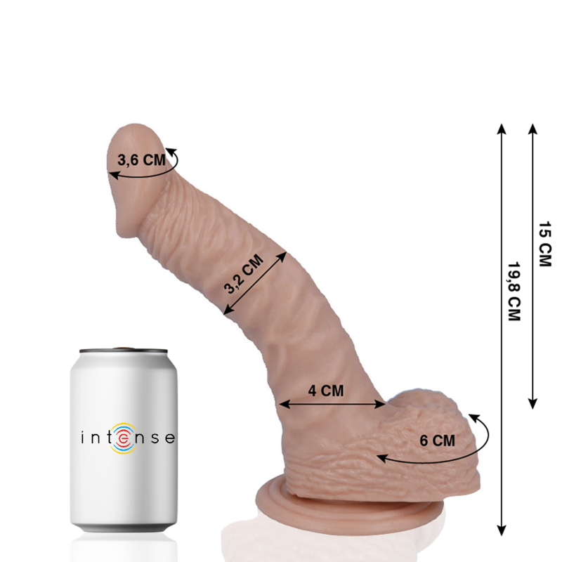 Penis realistico MR INTENSE di 19,8 cm e 3,2 cm di diametro, modello 18 PENE, in materiale morbido e dettagliato.