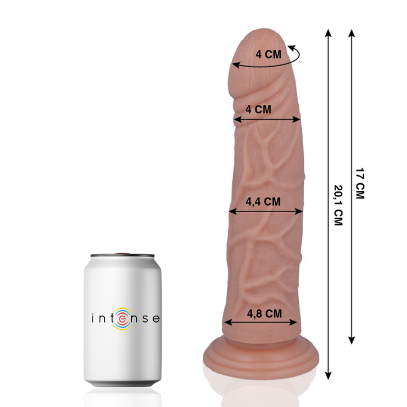 Penis realistico MR. INTENSE da 20,1 cm e 4,4 cm di diametro, modello 22 PENE, con dettagli realistici e morbidi.