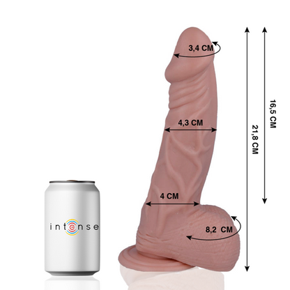 Dildo realistico MR. INTENSE da 21,8 cm e 4,3 cm di diametro, in materiale morbido e dettagli realistici.