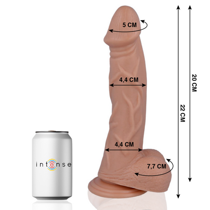 Penis realistico MR. INTENSE, 22 cm di lunghezza, 4.4 cm di diametro, con dettagli realistici, in colore naturale.
