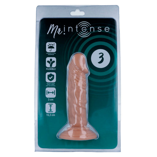 Penis realistico MR. INTENSE, 16,2 cm di lunghezza e 3 cm di diametro, con superficie dettagliata e realistica.