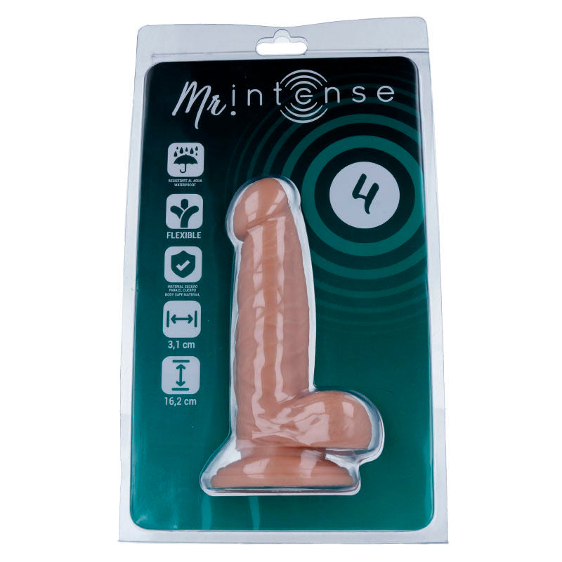 Penis realistico MR. INTENSE, 16,2 cm di lunghezza e 3,1 cm di diametro, con dettagli realistici e texture naturale.