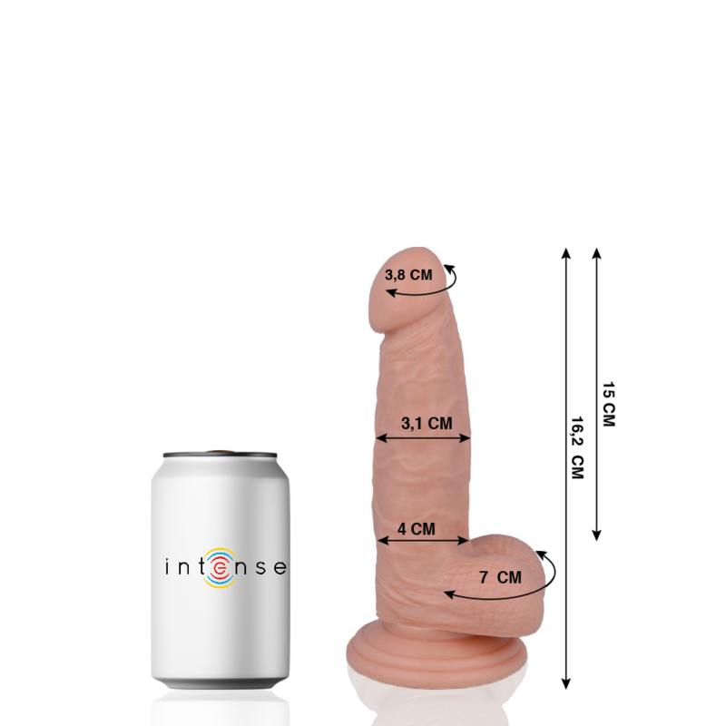 Penis realistico MR INTENSE, 16,2 cm di lunghezza e 3,1 cm di diametro, dettaglio realistico e morbido per uso personale