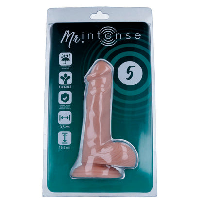 Penis realistico MR. INTENSE, lunghezza 16,5 cm e diametro 3,5 cm, dettaglio realistico e texture visibile nell'immagine