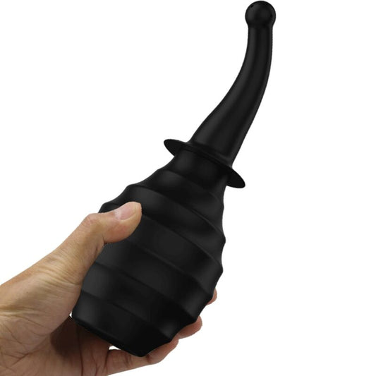 Doppio dildo anale nero MR PLAY DOCCIA ANALE BLKM6 SUPER POWER con dettagli realistici e design ergonomico.