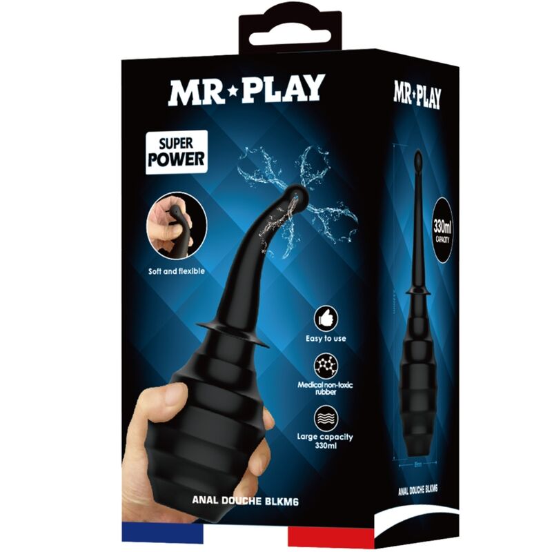 Dildo anale nero MR PLAY Super Power in silicone, con design robust e dettagli realistici, ideale per uso esperto.