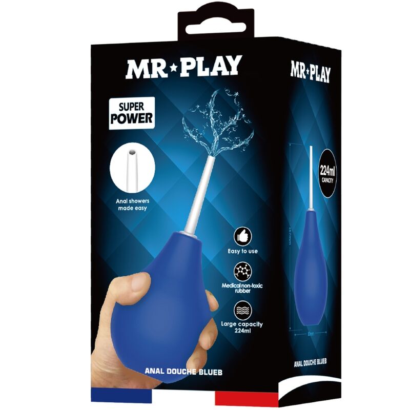 Doccia anale MR PLAY BlueB Super Power Blue, dispositivo in silicone con design ergonomico e dettagli blu.