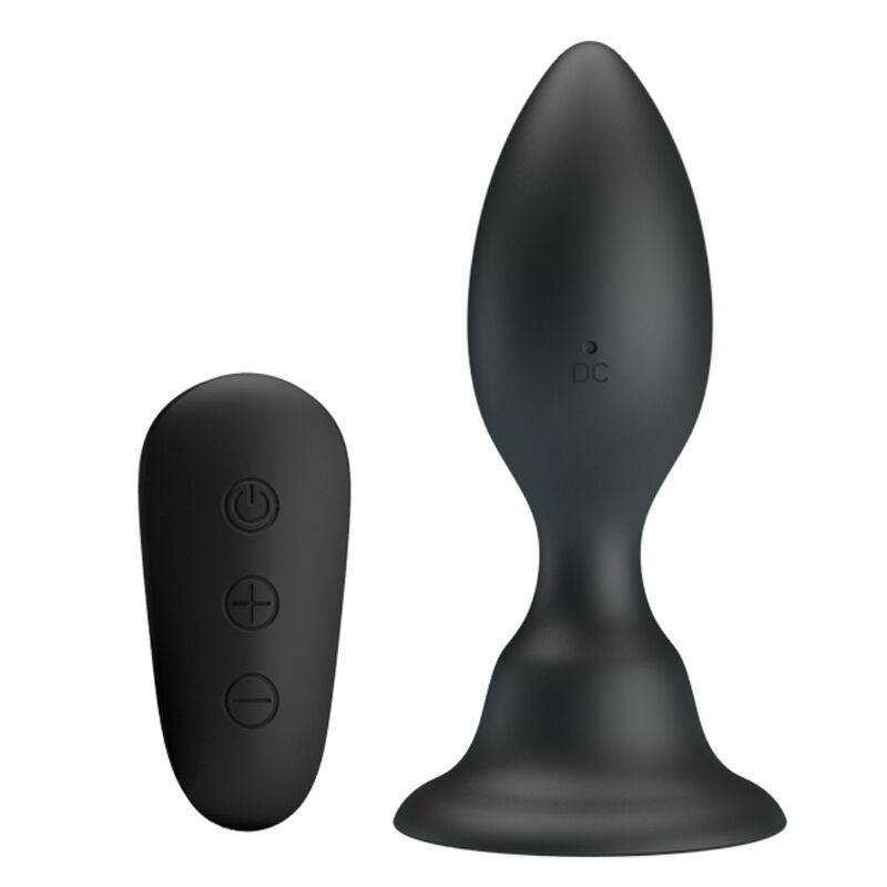 Plug analo con telecomando MR PLAY nero, dispositivo vibrante per uso intimo con controllo remoto, immagine dettagliata.