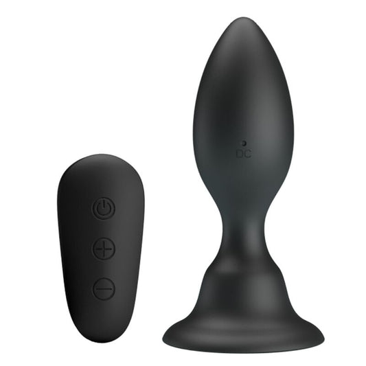 Plug analo con telecomando MR PLAY nero, dispositivo vibrante per uso intimo con controllo remoto, immagine dettagliata.