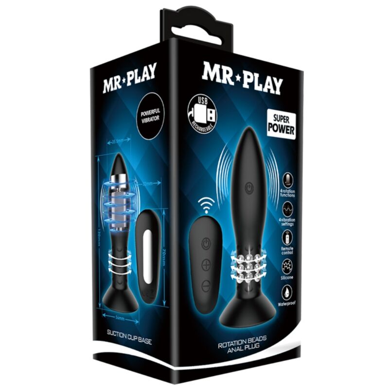 Spina con telecomando MR PLAY, sfere rotanti nere, gioco interattivo con luci e movimento, adatto a bambini e ragazzi.