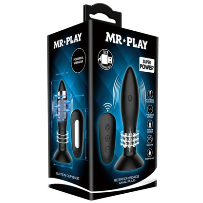 Spina con telecomando MR PLAY, sfere rotanti nere, gioco interattivo con luci e movimento, adatto a bambini e ragazzi.