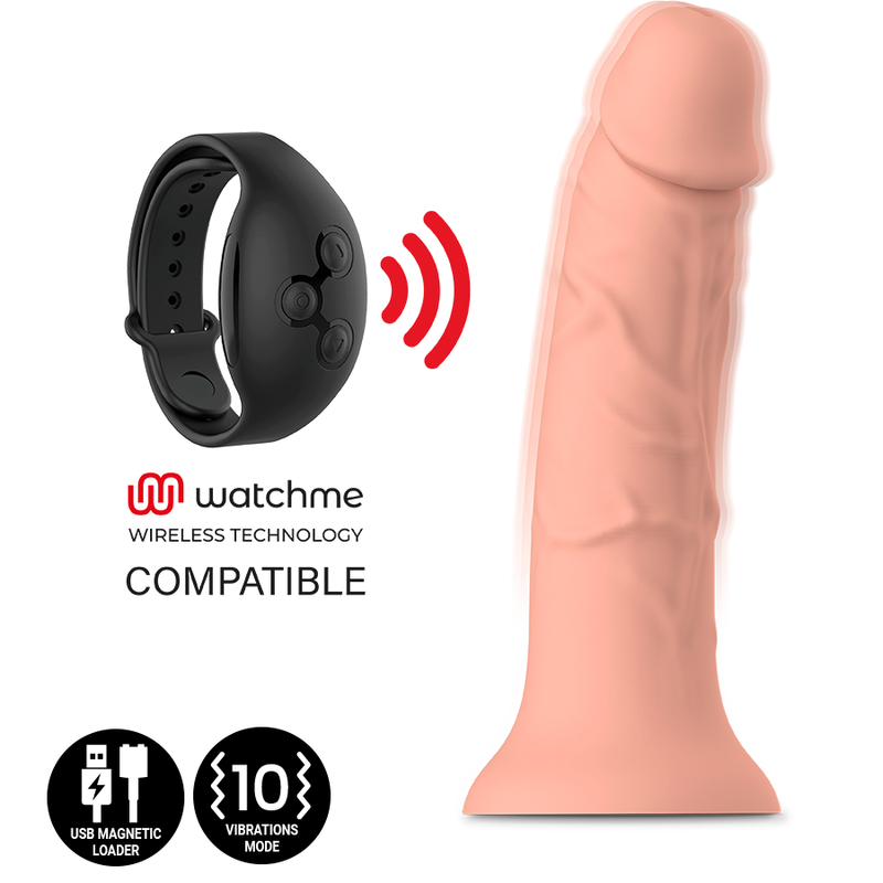 Dildo MYTHOLOGY ASHER Original M con tecnologia WatchMe Wireless, vibratore compatibile, design realistico e di alta qualità.