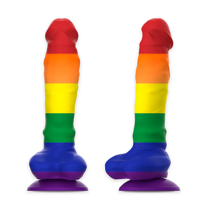 Dildo MYTHOLOGY COREY PRIDE di marca MYTHOLOGY FANTASY, modello di forma lunga e liscia, in primo piano su sfondo neutro.