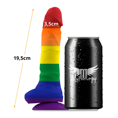 Dildo Corey Pride della linea Mythology Fantasy Dildo, design realistico e dettagliato, in colore naturale, per uso intimo.