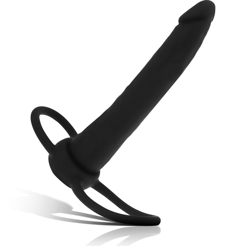 Dildo anale Mythology Cobi Onyx di silicone da 13 cm con anello per pene e testicoli, design realistico, colore nero.