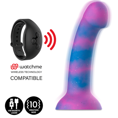 Dildo MYTHOLOGY Dion Galactic M con tecnologia wireless, vibratore compatibile, design moderno e dettagli realistici.