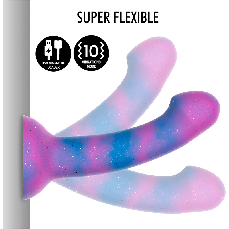 Dildo vibratore wireless MYTHOLOGY Dion Galactic M con tecnologia WatchMe, design futuristico e compatibile con dispositivi wireless.