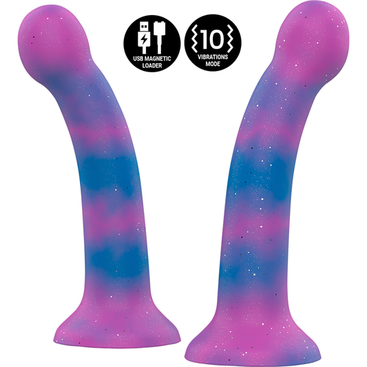 Dildo MYTHOLOGY Dion Galactic S con tecnologia wireless, vibratore compatibile WatchMe, design futuristico e dettagli luminosi