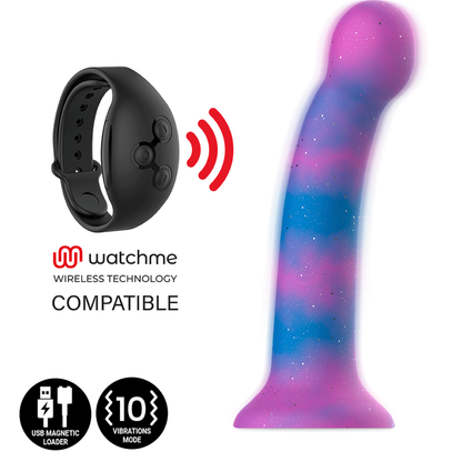 Dildo MYTHOLOGY Dion Galactic S con tecnologia wireless, vibratore WatchMe compatibile, design futuristico e dettagliato.