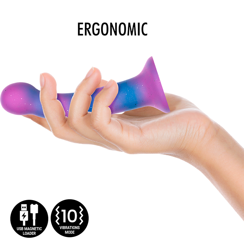 Dildo Mythology Dion Galactic S con tecnologia wireless, design elegante e compatibile con vibratore WatchMe, in dettaglio.