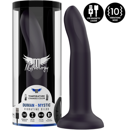 Dildo MYTHOLOGY DUMAN MYSTIC di grandi dimensioni, vibratore wireless compatibile con tecnologia WatchMe, in silicone nero.
