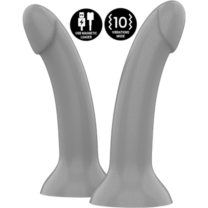 Dildo Mythology Rune Majestic S, vibratore wireless compatibile WatchMe, design dettagliato in silicone nero, prodotto erotico.