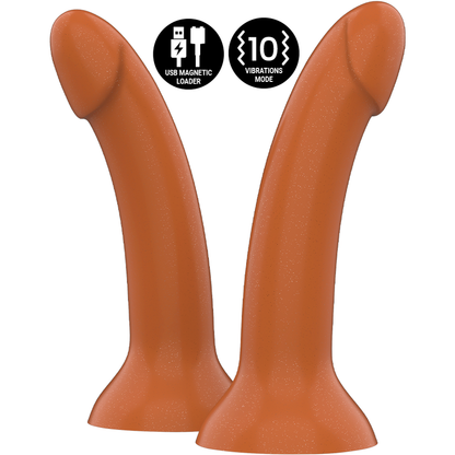 Dildo MYTHOLOGY Rune Royal M con tecnologia wireless, vibratore compatibile, design elegante in silicone nero.