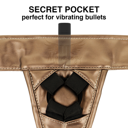 Pettorina in bronzo MYTHOLOGY FANTASY HARNESS, modello fantasy in taglia L/XL, con dettagli decorativi e finiture in bronzo.