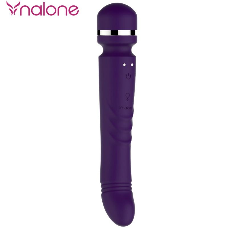 Massaggiatore a doppia testa Nalone, design elegante e ergonomico, visibile in primo piano sul prodotto.