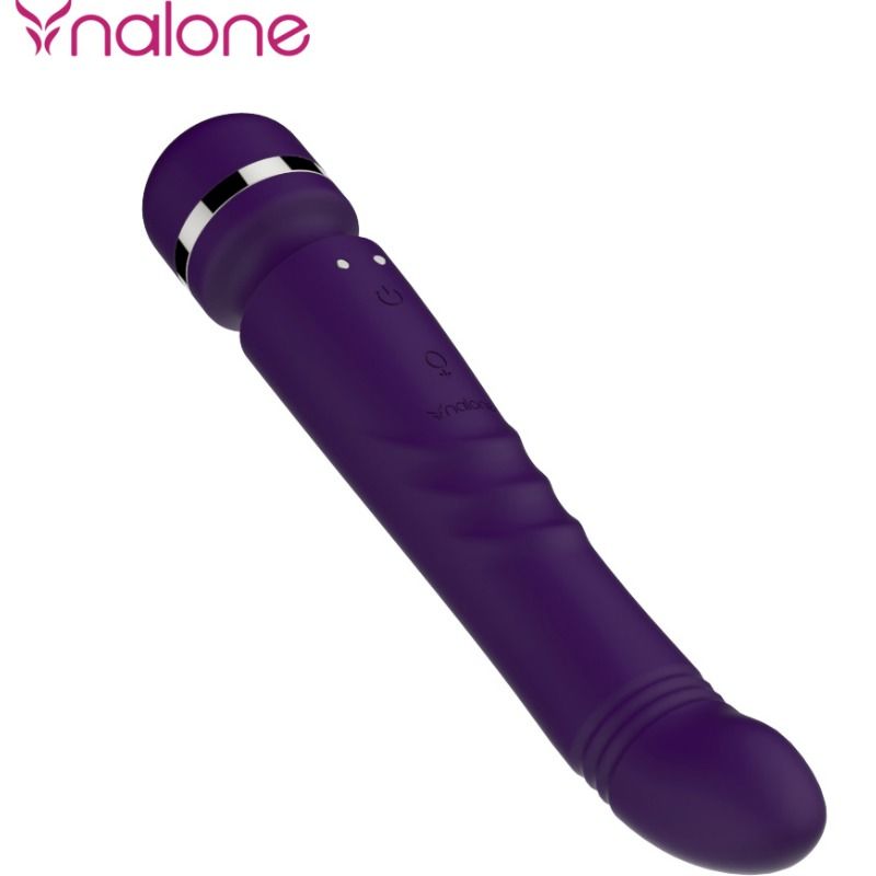 Massaggiatore a doppia testa Nalone, in silicone, con design ergonomico e dettagli per il massaggio Yoni.