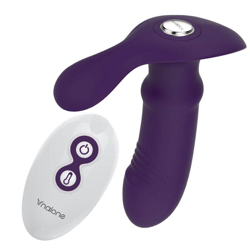 Stimolatore anale Marley da uomo Nalone con telecomando, dispositivo di piacere in silicone nero, compatto e ergonomico.