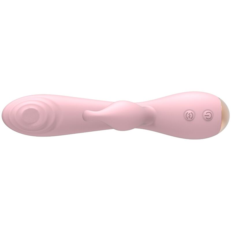 Vibratore Nalone Magic Stick con coniglio, colore rosa chiaro, design elegante e dettagli realistici, ideale per stimolazione.