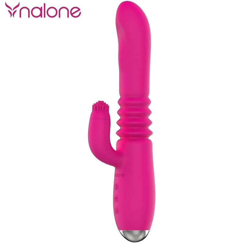 Vibratore Nalone Up & Down e Rabbit con rotazione, design elegante e dettagli realistici, ideale per stimolazione intensa