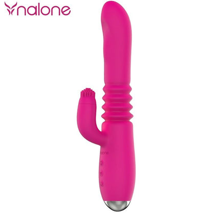 Vibratore Nalone Up & Down e Rabbit con rotazione, design elegante e dettagli realistici, ideale per stimolazione intensa