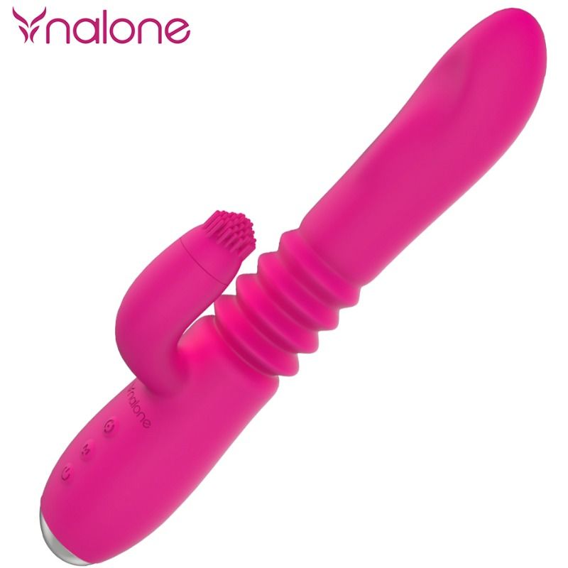 Vibratore Nalone Up & Down e Rabbit con rotazione, design elegante e dettagli realistici per stimolazione intensa.