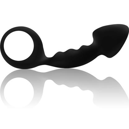 Plug anale a costine con anello OHMAMA ANAL, silicone morbido e flessibile, per stimolazione e piacere personale.