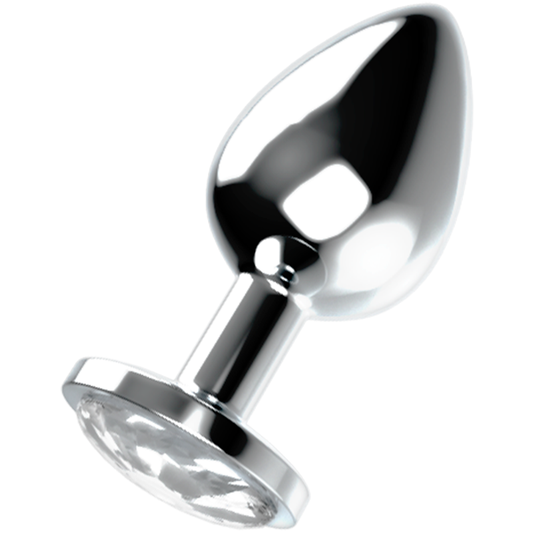 Plug anale OHMAMA con cristallo, modello L, in bianco, prodotto dalla marca OHMAMA ANAL, visibile in dettaglio.