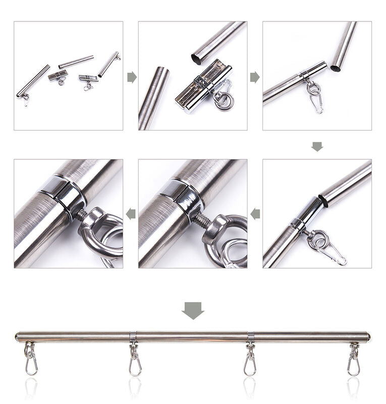 Barra di contenimento OHMAMA FETISH con 4 ganci, robusta e resistente, ideale per giochi di ruolo e bondage.