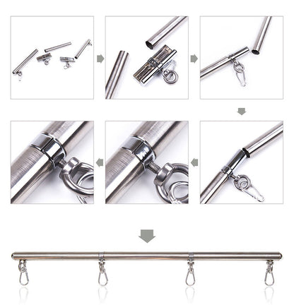 Barra di contenimento OHMAMA FETISH con 4 ganci, robusta e resistente, ideale per giochi di ruolo e bondage.