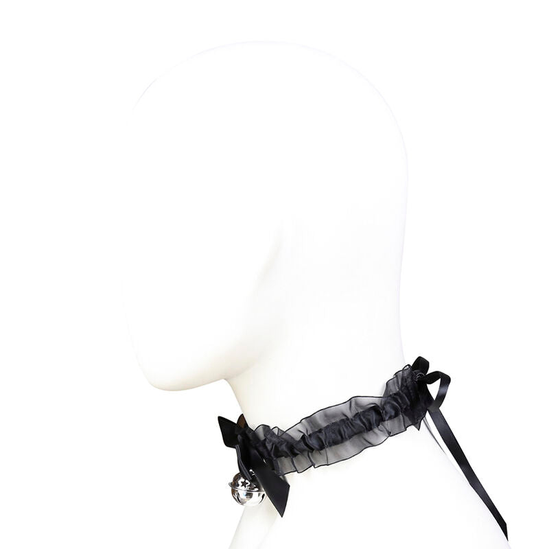 Collana fetish in pizzo OHMAMA FETISH, dettagli trasparenti e delicati, con chiusura regolabile in metallo.