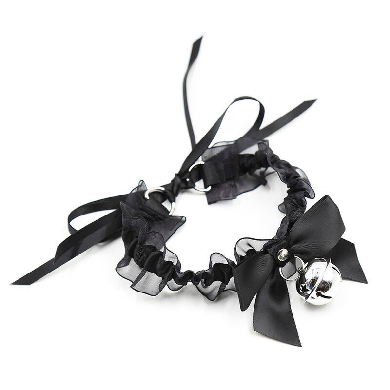Collana fetish in pizzo OHMAMA FETISH, dettagli delicati e raffinati, tessuto in pizzo nero con chiusura elegante.