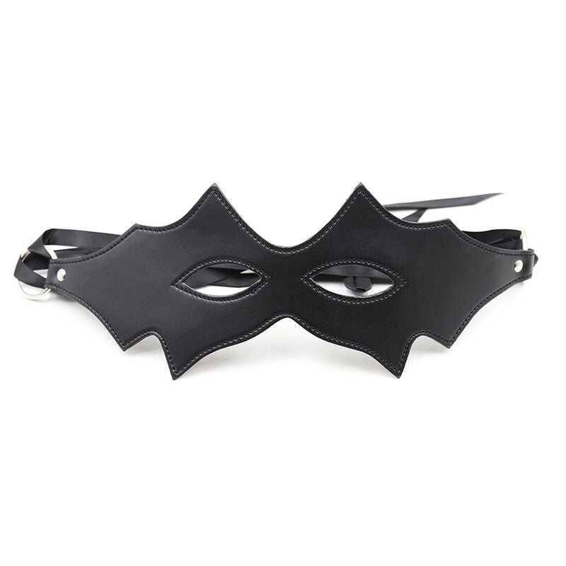 Maschera felina nera di OHMAMA FETISH, con dettagli morbidi e occhi aperti, ideale per costumi e giochi di ruolo.