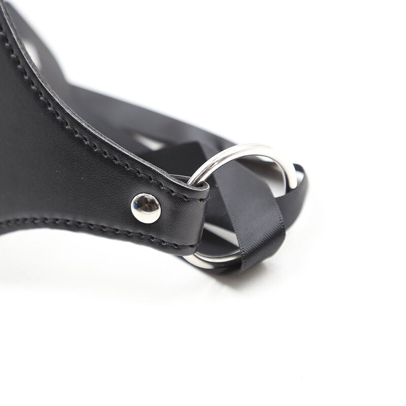 Maschera felina nera di OHMAMA FETISH, con dettagli eleganti e morbidi, perfetta per costumi e cosplay.