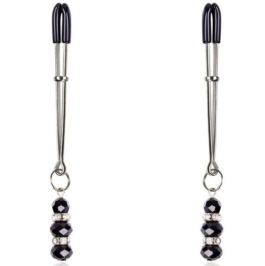 Morsetti per capezzoli OHMAMA FETISH con pietre di cristallo, accessori kink in metallo decorato con cristalli lucidi.