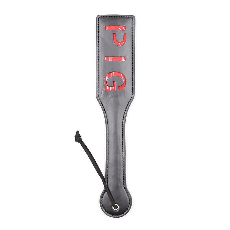 Pagaia di maiale OHMAMA FETISH, strumento in pelle con manico, utilizzata per giochi BDSM e pratiche fetish.