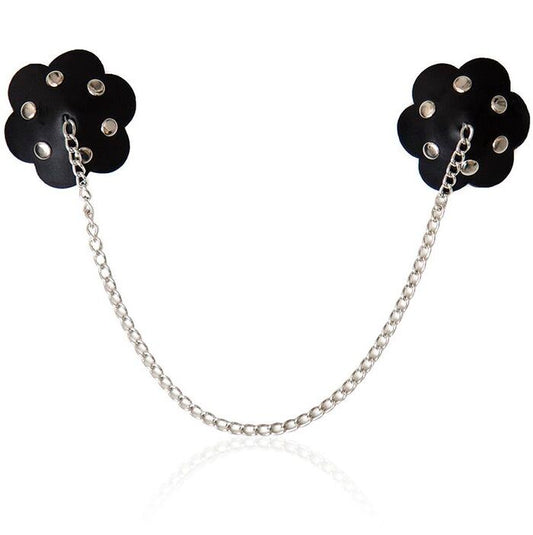 Protezione per capezzolo con petalo e catena, prodotto OHMAMA FETISH, realizzato in materiali delicati e decorativi.