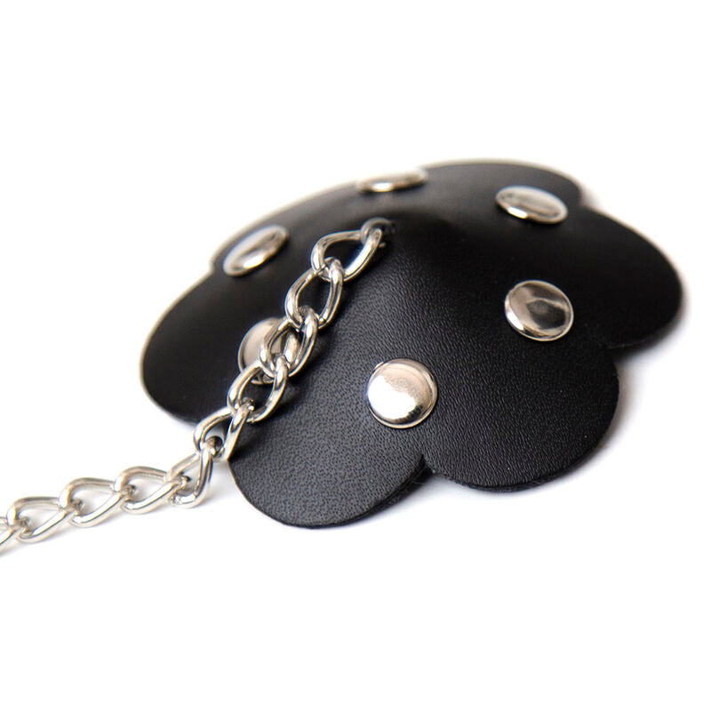 Protezione per capezzolo con petalo e catena del marchio OHMAMA FETISH, dettagli decorativi e stile elegante.