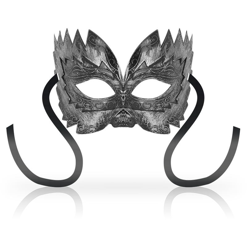 Maschera antizaz stile veneziano in argento di OHMAMA MASKS, decorata con dettagli eleganti e raffinati.