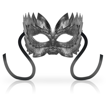 Maschera antizaz stile veneziano in argento di OHMAMA MASKS, decorata con dettagli eleganti e raffinati.